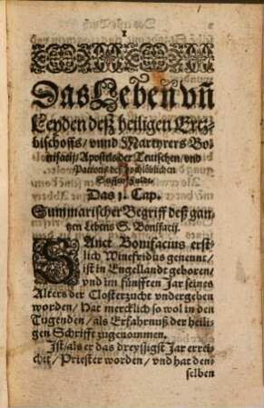 Das Leben und Leiden des Heil. Erzbischofs und Martyrers S. Bonifacii in Fulda