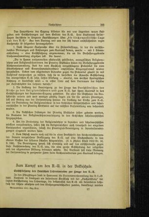 Zum Kampf um den R.-U. in der Volksschule : Entschließung des Deutschen Lehrervereins zur Frage des R.-U.