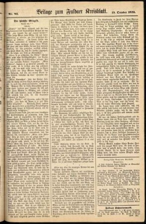 Zweite Ausgabe vom Mittwoch, den 15. Oktober 1879.