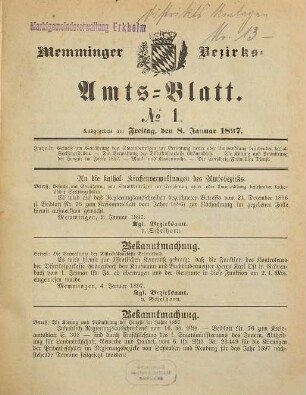 Memminger Bezirksamtsblatt. 1897