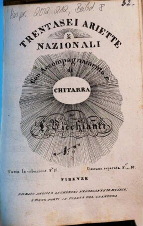 Trentasei ariette nazionali : con accompagnamento di chitarra, 9. Sei bella sei cara