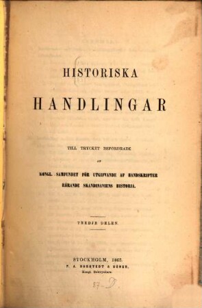 Historiska handlingar. 3. 1863