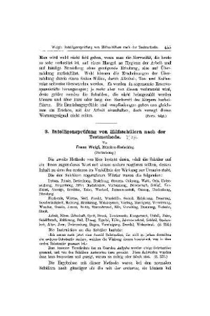 Intelligenzprüfung von Hilfsschülern nach der Testmethode : (Fortsetzung)