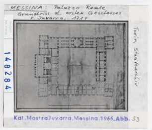 Messina, Palazzo Reale. Grundriss d. ersten Geschosses. F. Juvarra, 1714
