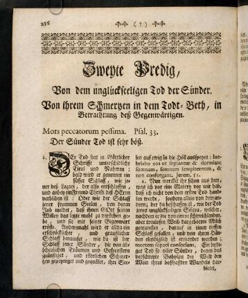 236-250, Zweyte Predig von dem unglueckseeligen Tod der ...