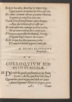 Colloquium Hospitis Et Accolae.