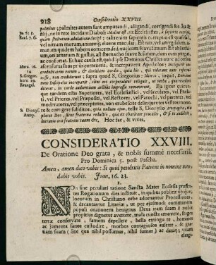 218-226, CONSIDERATIO XXVIII. De Oratione Deo grata, & nobis summè necessariâ.