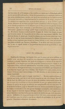 I. - Orígen del Castellano.