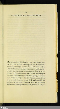 II. Die Individualität Goethes