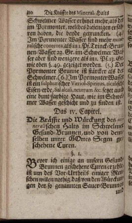 Das IV. Capitel. Die Kräffte und Würckung des mineralischen Halts im Schwelmer Gesund-Brunnen [...]