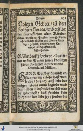 Volgen Gebet zu den Heiligen Gottes in gemain.