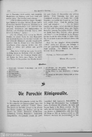 Die Parochie Königswalde