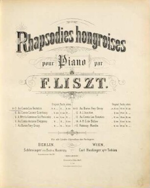 Rhapsodies hongroises : pour le piano. 3, Au Comte Leo Festetics