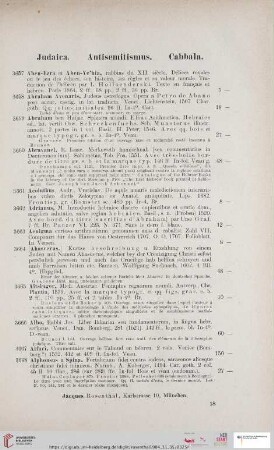 Judaica. Antisemitismus. Cabbala (Nr. 3657 - 3929)