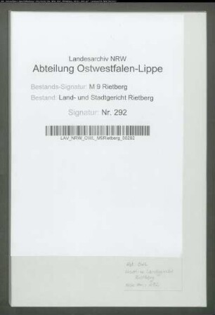 Erblasser: Kaup, Gertrud, geb. Krähenwinkel: Testament. Provenienz: Kreisgericht Rietberg