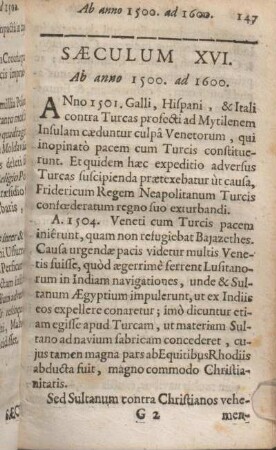 Saeculum XVI. Ab anno 1500. ad 1600.