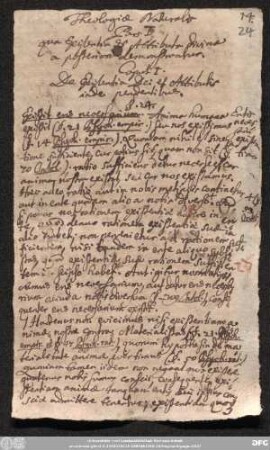 Theologiae Naturalis Pars I qua Existentia & Attributa divina a posteriori demonstrantur.