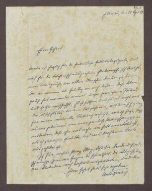 Schreiben von Anton Fendrich an Prinz Max von Baden; Dank für die Geburtstagsglückwünsche zum 60. Geburtstag