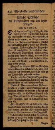 848-849, Etliche Sprüche der Kirchenvätter von den letzten Dingen