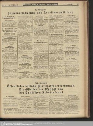 XI. Abschnitt. Öffentlich-rechtliche Wirtschaftsvertretungen, Dienststellen der NSDAP und der Deutschen Arbeitsfront