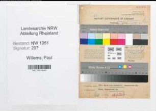 Entnazifizierung Paul Willems , geb. 18.01.1889 (Kaufmann)