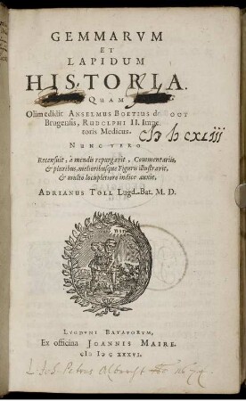 Gemmarum Et Lapidum Historia