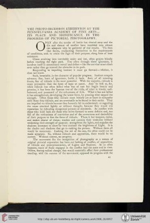 The Photo-Secession Exhibition at the Pennsylvania Academy of Fine Arts—Its Place and Significance in the Progress of Pictorial Photography