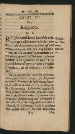 Caput XII. De Religione.
