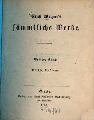 Ernst Wagner's sämmtliche Werke. 3. Band, Isidora. Ferdinand Miller