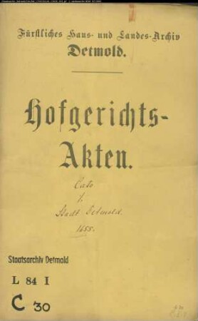Cato, Hermann gegen Stadt Detmold - Hudestreit
