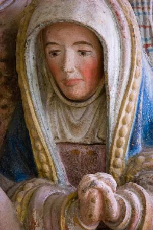 Frankreich. Bretagne. Finistere. Locronan. Eglise Saint Ronan. 15 Jahrhundert. Kreuzabnahme. 16 Jahrhundert. Detail. Maria