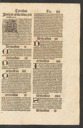 Incipit articulus primus libri tercii.