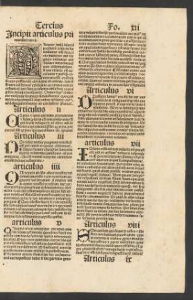 Incipit articulus primus libri tercii.
