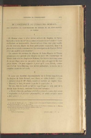 De l'ancienneté de l'usage des méreaux aux chapitres de Saint-Barnard de Romans et de Saint-Maurice de Vienne