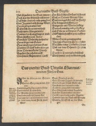 Das vierdte Buch Vergilii Maronis/ von dem Fürsten Enea.