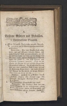 A. Goldene Münzen und Medaillen