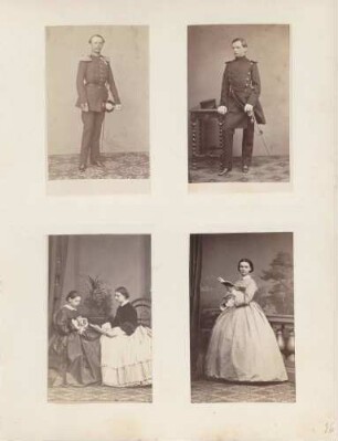 links oben: Unbekannt (Uniformierter) rechts oben: Unbekannt (junger Uniformierter) links unten: Unbekannt (2 Damen) rechts unten: Unbekannt (Dame)