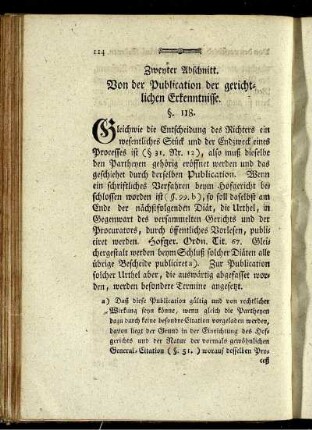 Zweyter Abschnitt. Von der Publication der gerichtlichen Erkenntnisse