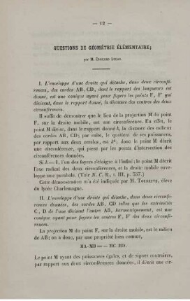 Question de géométrie élémentaire.