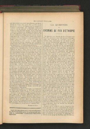 La Question Des Chemins De Fer D'Éthiopie.