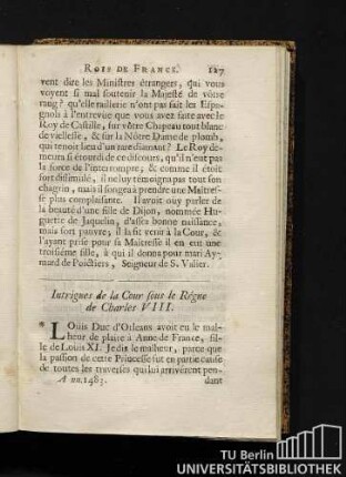Intrigues de la Cour sous le Régne de Charles VIII.
