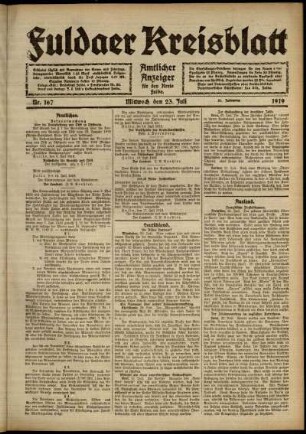 Ausgabe vom Mittwoch, den 23. Juli 1919.