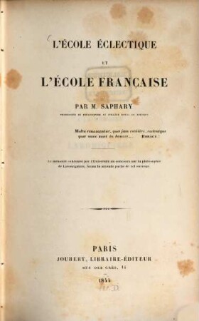 L'école eclectique et l'école française