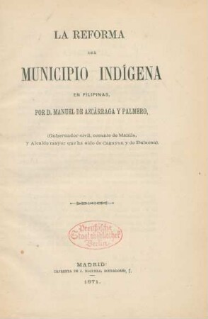 La reforma de municipio indígena en Filipinas