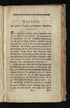 Vorrede: zur zwoten Auflage des hoeflichen Schülers