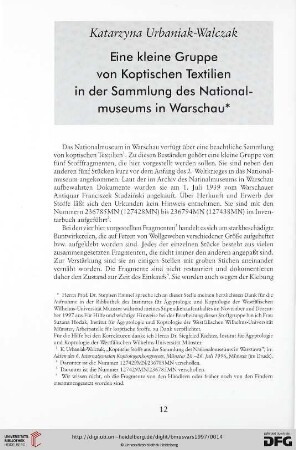 38: Eine kleine Gruppe von Koptischen Textilien in der Sammlung des Nationalmuseums in Warschau