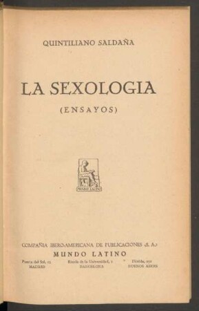 La sexología : (ensayos)