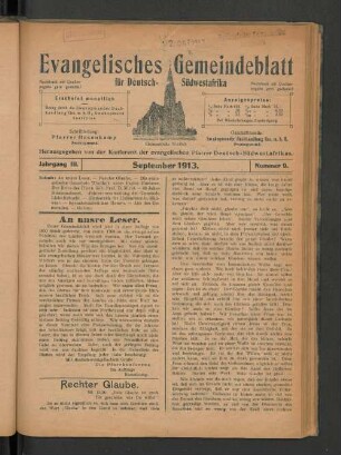 Jahrgang III. September 1913. Nummer 9.