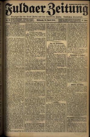 Erste Ausgabe vom Mittwoch, den 30. April 1930.