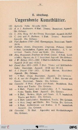 II. Abteilung: Ungerahmte Kunstblätter (Nr. 132-217)